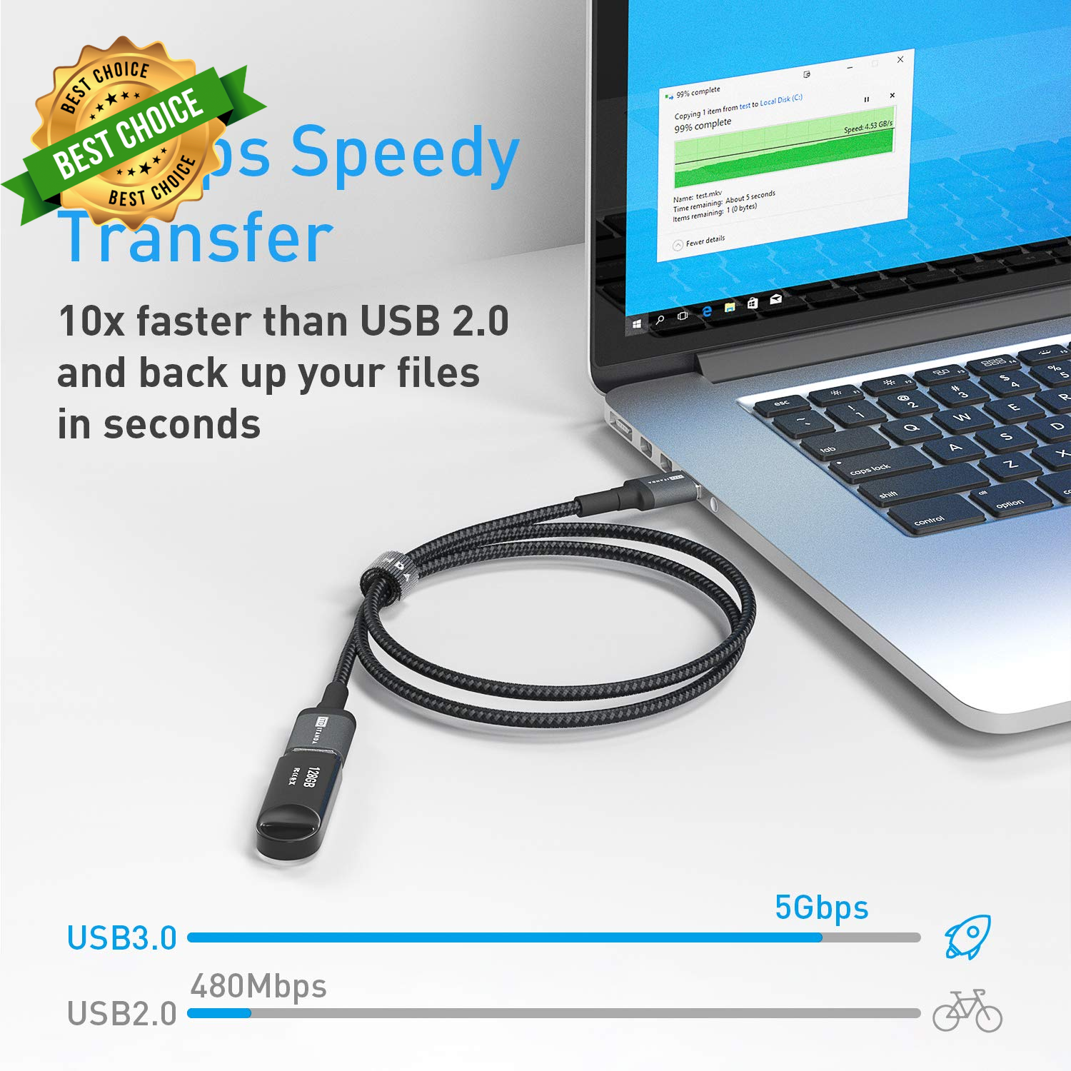 10FT USB 3.0 Extension Cable Type A Male to Female 5Gbps for PC Printer Mouse