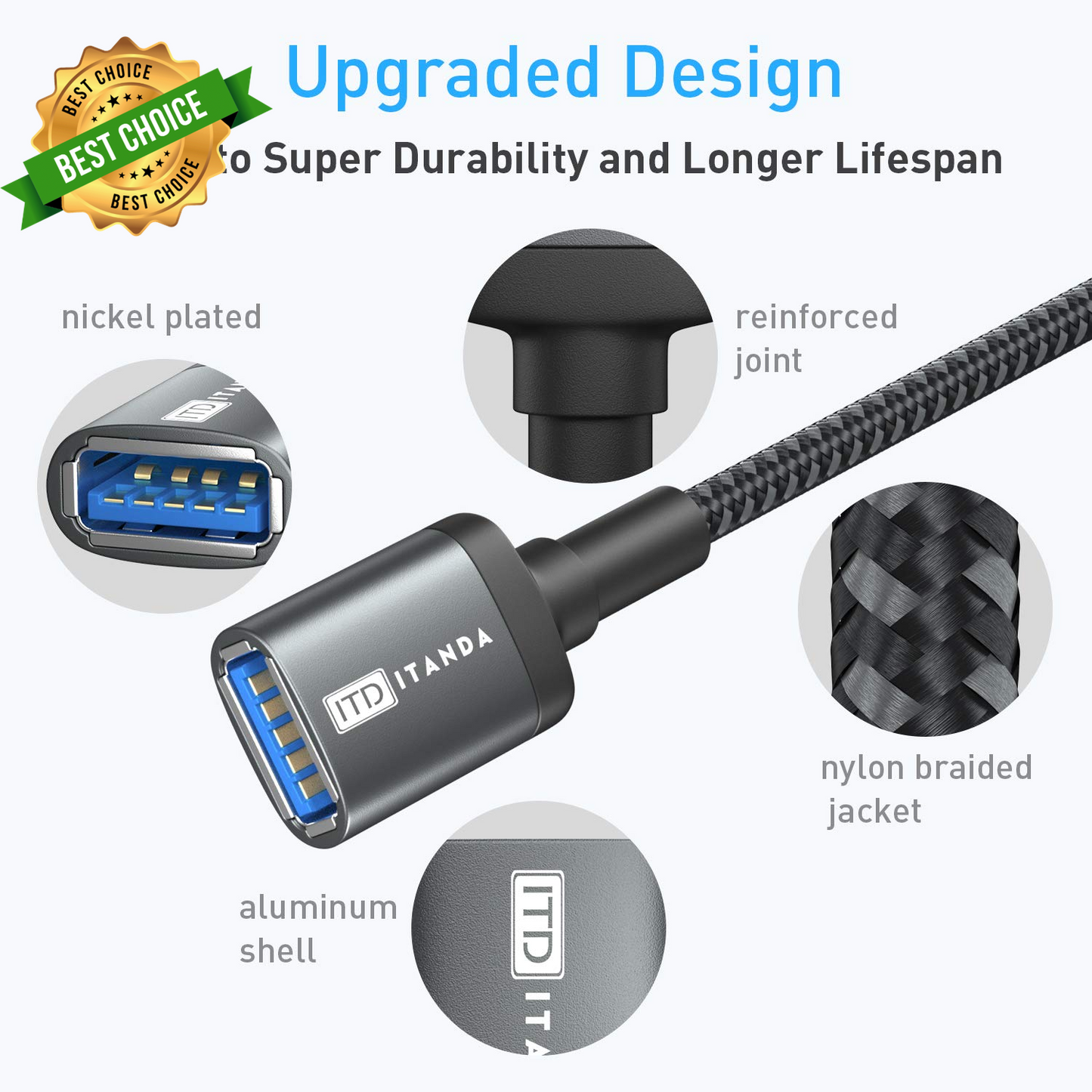 10FT USB 3.0 Extension Cable Type A Male to Female 5Gbps for PC Printer Mouse
