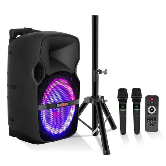 5 Core 10 inch PA Portable Bluetooth Party Speaker Karaoke Boombox + 2 Wireless 